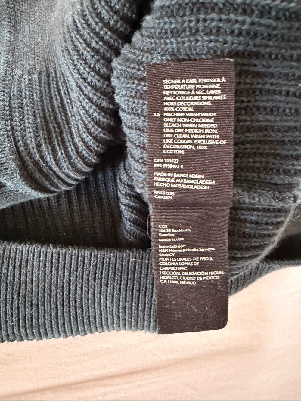 COS Navy Blue Ribbed Button-Front Cardigan - Picture 2 of 6